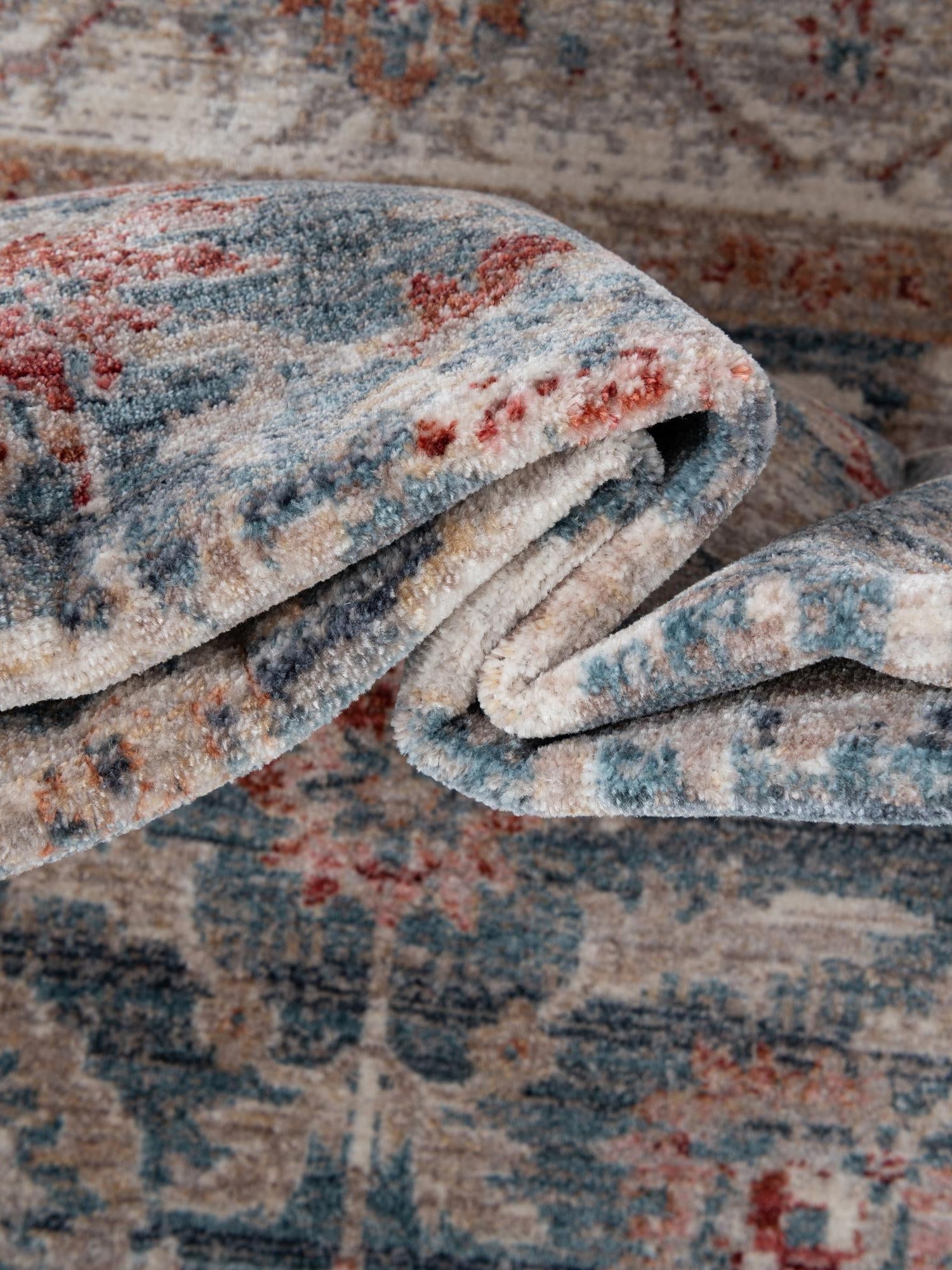 Blue 3' 10 x 3' 10 Noble Round Area Rug 100% Polyester Traditional Distressed Classic Contemporary Carpet for Home Decor for Sale at Rug Engine