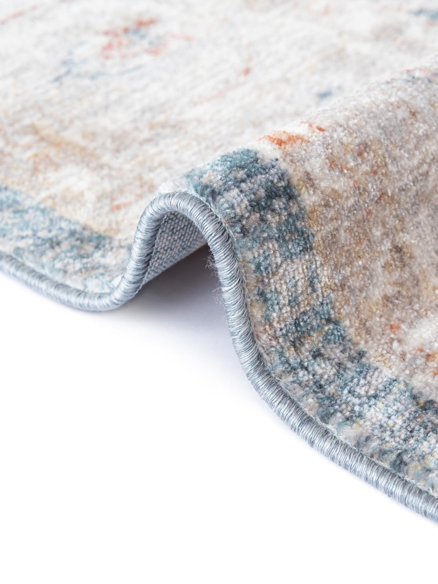 Blue 5' 1 x 5' 1 Noble Round Area Rug 100% Polyester Traditional Distressed Classic Contemporary Carpet for Home Decor for Sale at Rug Engine