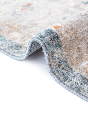 Blue 5' 1 x 5' 1 Noble Round Area Rug 100% Polyester Traditional Distressed Classic Contemporary Carpet for Home Decor for Sale at Rug Engine