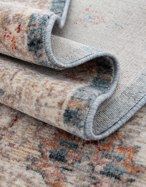 Blue 6' x 6' Noble Round Area Rug 100% Polyester Traditional Distressed Classic Contemporary Carpet for Home Decor for Sale at Rug Engine