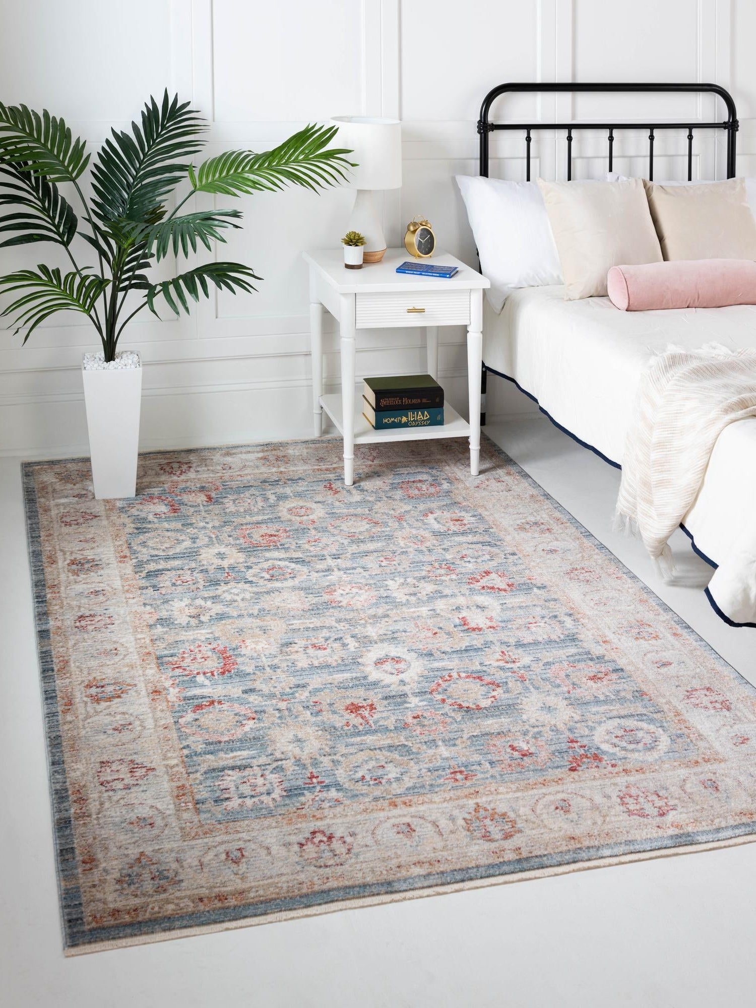 Blue 10' x 13' 5 Noble Rectangle Area Rug 100% Polyester Traditional Distressed Classic Contemporary Carpet for Home Decor for Sale at Rug Engine