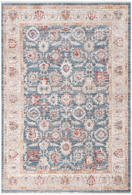 Blue 5' 1 x 7' 10 Noble Rectangle Area Rug 100% Polyester Traditional Distressed Classic Contemporary Carpet for Home Decor for Sale at Rug Engine