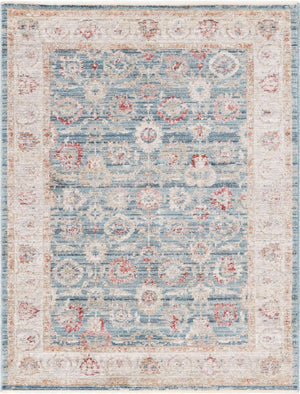 Blue 4' x 5' 7 Noble Rectangle Area Rug 100% Polyester Traditional Distressed Classic Contemporary Carpet for Home Decor for Sale at Rug Engine