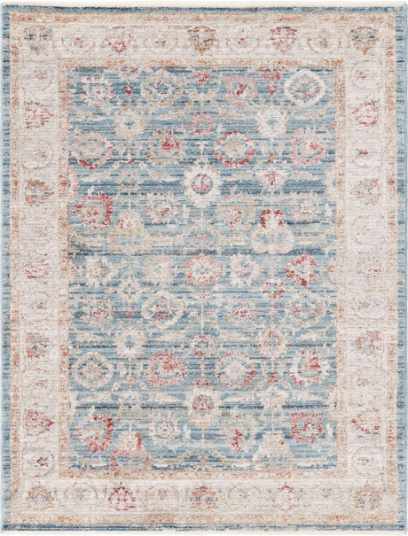 Blue 4' x 5' 7 Noble Rectangle Area Rug 100% Polyester Traditional Distressed Classic Contemporary Carpet for Home Decor for Sale at Rug Engine