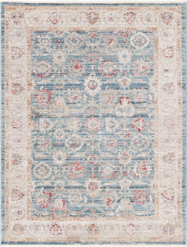 Blue 4' x 5' 7 Noble Rectangle Area Rug 100% Polyester Traditional Distressed Classic Contemporary Carpet for Home Decor for Sale at Rug Engine