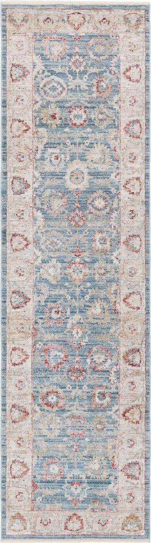 Blue 2' 7 x 10' Noble Runner Area Rug 100% Polyester Traditional Distressed Classic Contemporary Carpet for Home Decor for Sale at Rug Engine