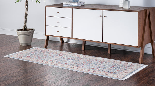 Blue 2' 2 x 5' 11 Noble Runner Area Rug 100% Polyester Traditional Distressed Classic Contemporary Carpet for Home Decor for Sale at Rug Engine