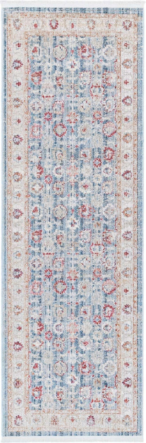 Blue 2' 2 x 5' 11 Noble Runner Area Rug 100% Polyester Traditional Distressed Classic Contemporary Carpet for Home Decor for Sale at Rug Engine