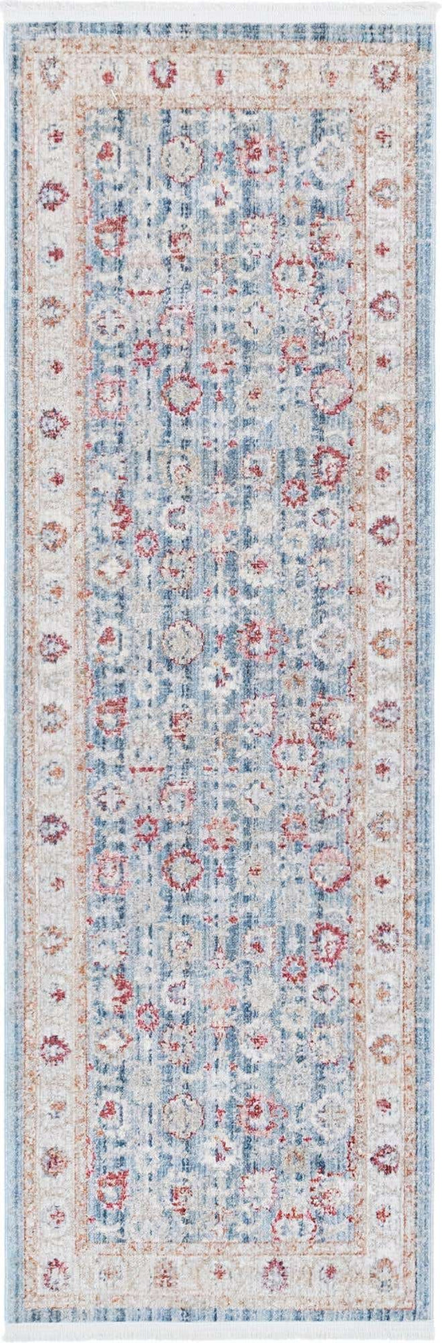 Blue 2' 2 x 5' 11 Noble Runner Area Rug 100% Polyester Traditional Distressed Classic Contemporary Carpet for Home Decor for Sale at Rug Engine