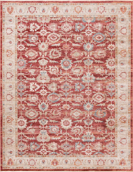 Red 10' x 13' 5 Noble Rectangle Area Rug 100% Polyester Traditional Distressed Classic Contemporary Carpet for Home Decor for Sale at Rug Engine