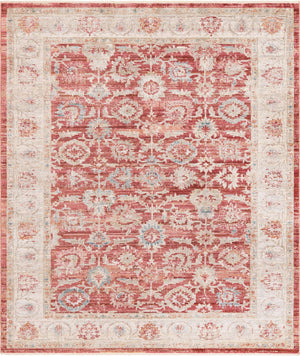 Red 8' x 10' Noble Rectangle Area Rug 100% Polyester Traditional Distressed Classic Contemporary Carpet for Home Decor for Sale at Rug Engine