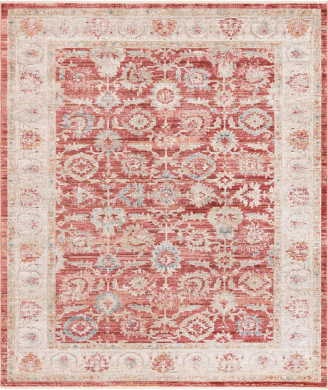 Red 8' x 10' Noble Rectangle Area Rug 100% Polyester Traditional Distressed Classic Contemporary Carpet for Home Decor for Sale at Rug Engine