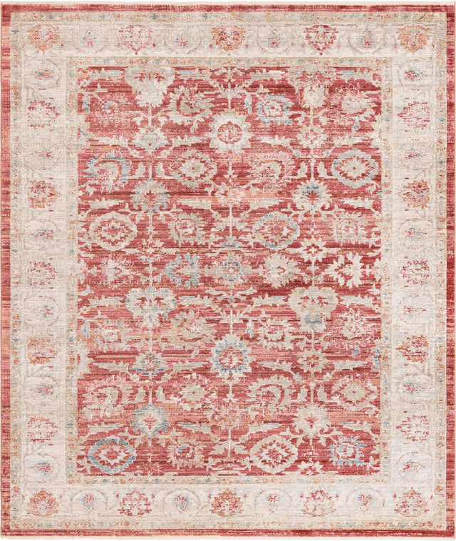 Red 8' x 10' Noble Rectangle Area Rug 100% Polyester Traditional Distressed Classic Contemporary Carpet for Home Decor for Sale at Rug Engine