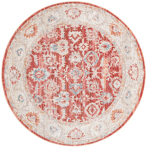 Red 6' x 6' Noble Round Area Rug 100% Polyester Traditional Distressed Classic Contemporary Carpet for Home Decor for Sale at Rug Engine