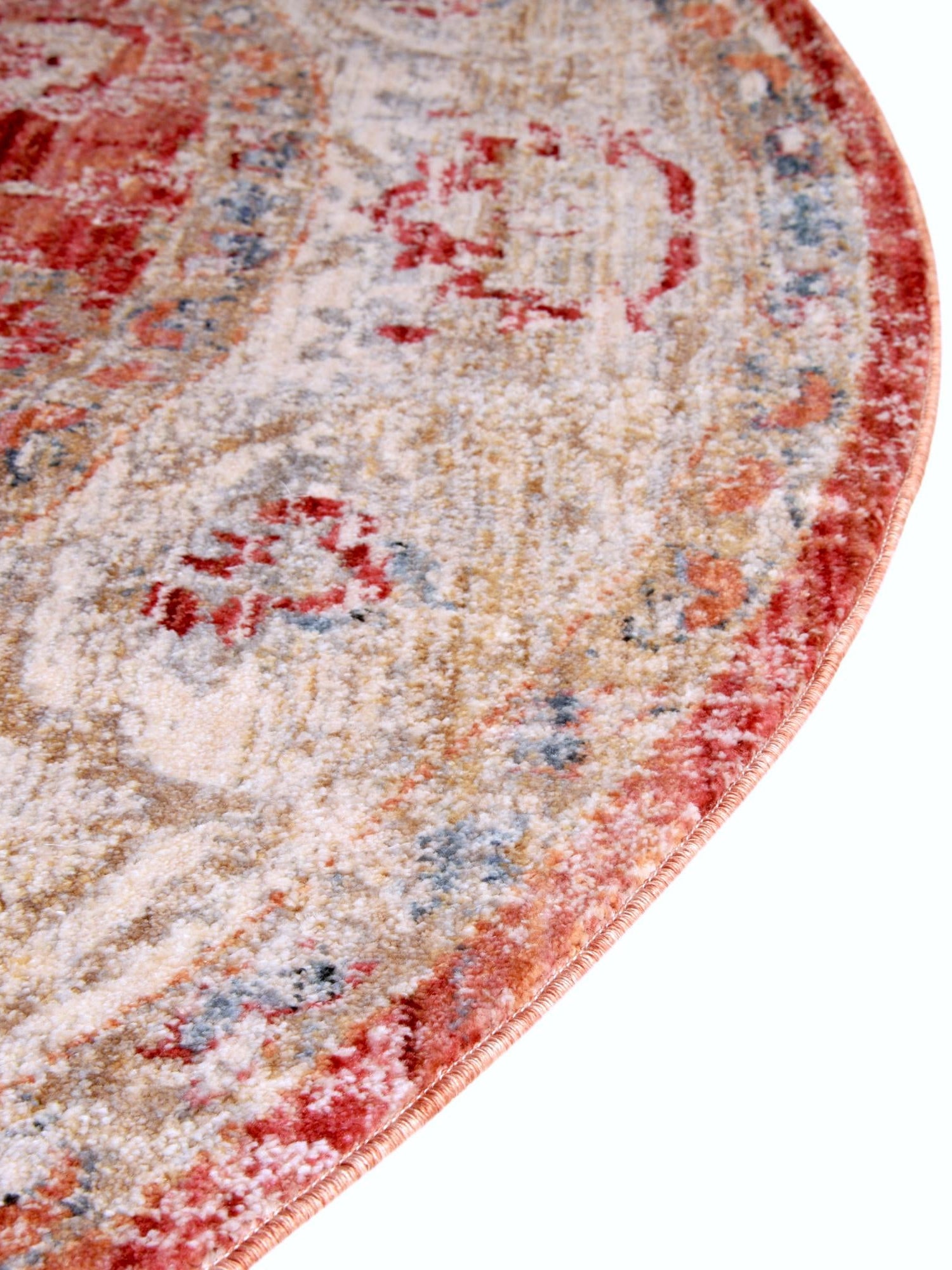 Red 6' x 6' Noble Round Area Rug 100% Polyester Traditional Distressed Classic Contemporary Carpet for Home Decor for Sale at Rug Engine