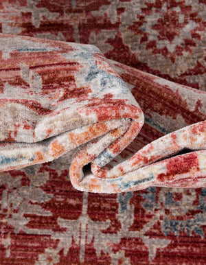 Red 5' 1 x 5' 1 Noble Round Area Rug 100% Polyester Traditional Distressed Classic Contemporary Carpet for Home Decor for Sale at Rug Engine