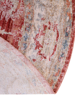Red 5' 1 x 5' 1 Noble Round Area Rug 100% Polyester Traditional Distressed Classic Contemporary Carpet for Home Decor for Sale at Rug Engine