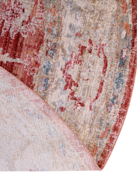 Red 5' 1 x 5' 1 Noble Round Area Rug 100% Polyester Traditional Distressed Classic Contemporary Carpet for Home Decor for Sale at Rug Engine