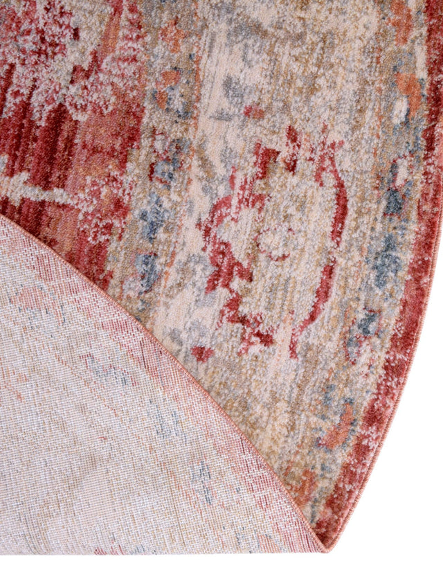 Red 6' x 6' Noble Round Area Rug 100% Polyester Traditional Distressed Classic Contemporary Carpet for Home Decor for Sale at Rug Engine