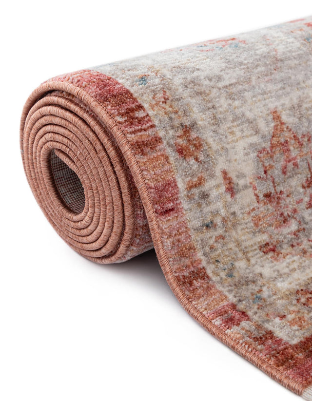 Red 3' 10 x 3' 10 Noble Round Area Rug 100% Polyester Traditional Distressed Classic Contemporary Carpet for Home Decor for Sale at Rug Engine