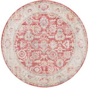 Red 5' 1 x 5' 1 Noble Round Area Rug 100% Polyester Traditional Distressed Classic Contemporary Carpet for Home Decor for Sale at Rug Engine