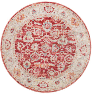 Red 3' 10 x 3' 10 Noble Round Area Rug 100% Polyester Traditional Distressed Classic Contemporary Carpet for Home Decor for Sale at Rug Engine