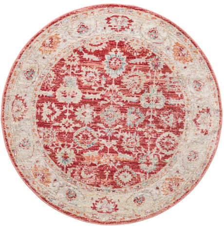Red 3' 10 x 3' 10 Noble Round Area Rug 100% Polyester Traditional Distressed Classic Contemporary Carpet for Home Decor for Sale at Rug Engine