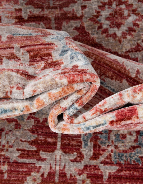 Red 2' 2 x 5' 11 Noble Runner Area Rug 100% Polyester Traditional Distressed Classic Contemporary Carpet for Home Decor for Sale at Rug Engine