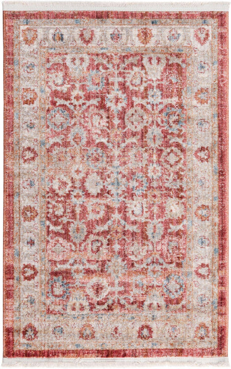 Red 2' 2 x 3' 1 Noble Rectangle Area Rug 100% Polyester Traditional Distressed Classic Contemporary Carpet for Home Decor for Sale at Rug Engine