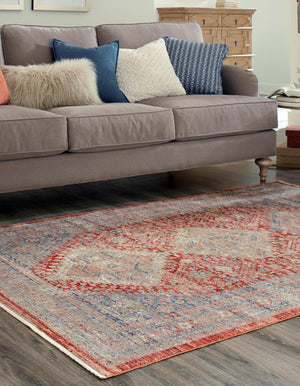 Red 5' 1 x 7' 10 Noble Rectangle Area Rug 100% Polyester Traditional Distressed Classic Contemporary Carpet for Home Decor for Sale at Rug Engine
