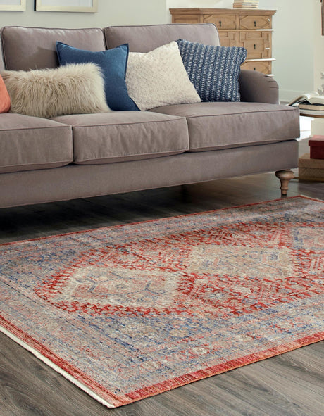 Red 5' 1 x 7' 10 Noble Rectangle Area Rug 100% Polyester Traditional Distressed Classic Contemporary Carpet for Home Decor for Sale at Rug Engine
