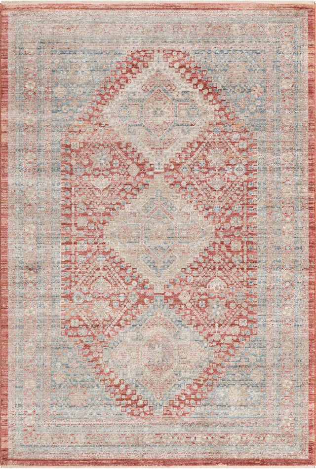 Red 5' 1 x 7' 10 Noble Rectangle Area Rug 100% Polyester Traditional Distressed Classic Contemporary Carpet for Home Decor for Sale at Rug Engine