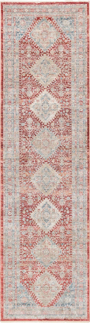 Red 2' 7 x 10' Noble Runner Area Rug 100% Polyester Traditional Distressed Classic Contemporary Carpet for Home Decor for Sale at Rug Engine