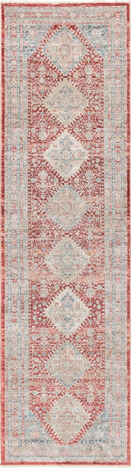 Red 2' 7 x 10' Noble Runner Area Rug 100% Polyester Traditional Distressed Classic Contemporary Carpet for Home Decor for Sale at Rug Engine