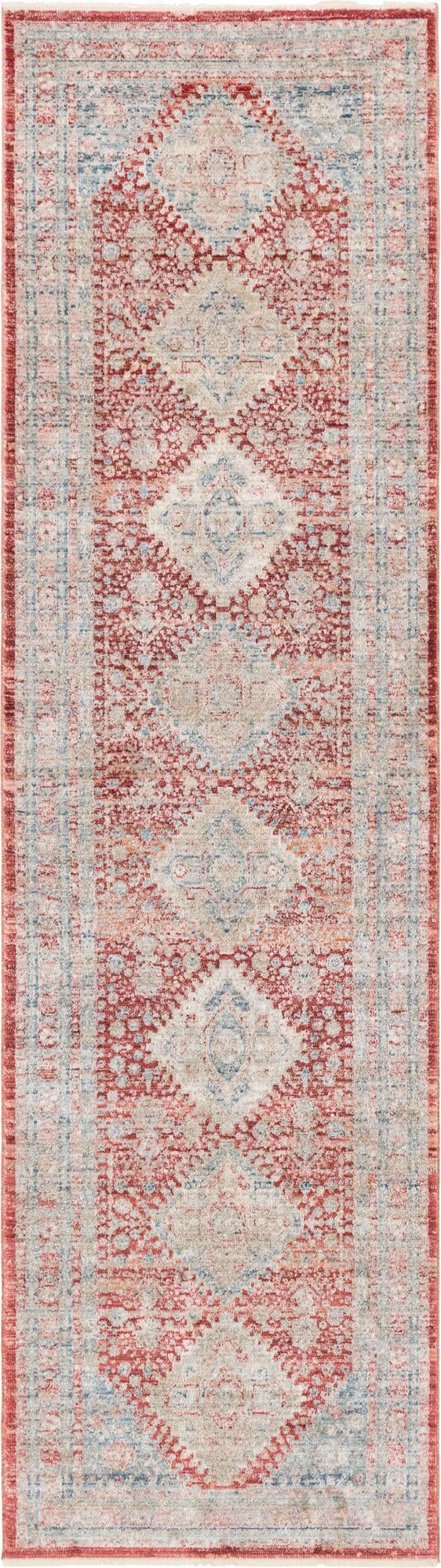 Red 2' 7 x 10' Noble Runner Area Rug 100% Polyester Traditional Distressed Classic Contemporary Carpet for Home Decor for Sale at Rug Engine