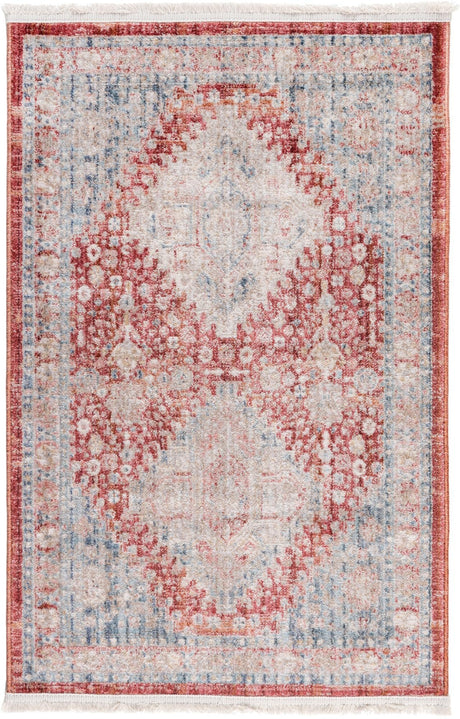 Red 2' 2 x 3' 1 Noble Rectangle Area Rug 100% Polyester Traditional Distressed Classic Contemporary Carpet for Home Decor for Sale at Rug Engine