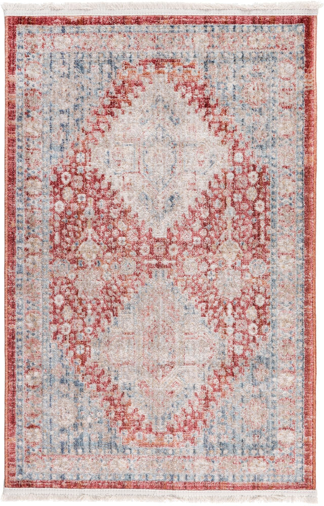Red 2' 2 x 3' 1 Noble Rectangle Area Rug 100% Polyester Traditional Distressed Classic Contemporary Carpet for Home Decor for Sale at Rug Engine