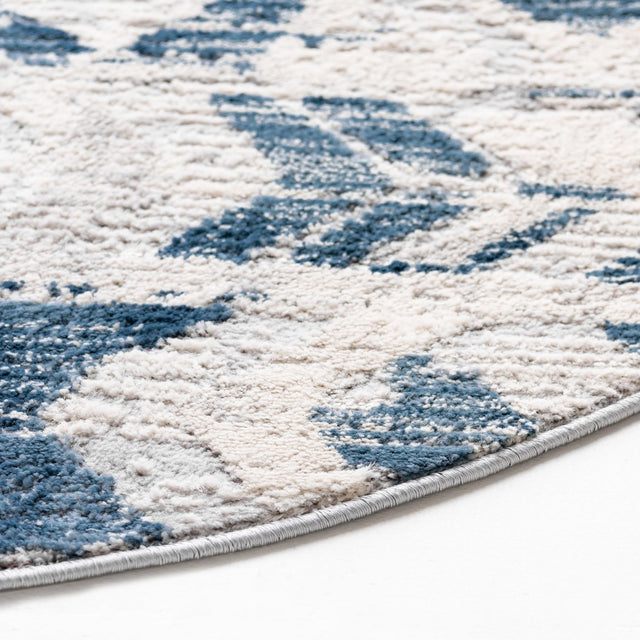Blue 4' 1 x 4' 1 Caspian Round Area Rug 60% Polypropylene & 40% Polyester With Cotton Backing Modern Chic Carpet for Home Interior Design Decorating for Sale at Rug Engine