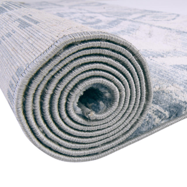 Blue 4' 1 x 4' 1 Caspian Round Area Rug 60% Polypropylene & 40% Polyester With Cotton Backing Modern Chic Carpet for Home Interior Design Decorating for Sale at Rug Engine