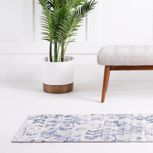Blue 2' 2 x 6' 1 Caspian Runner Area Rug 60% Polypropylene & 40% Polyester With Cotton Backing Modern Chic Carpet for Home Interior Design Decorating for Sale at Rug Engine