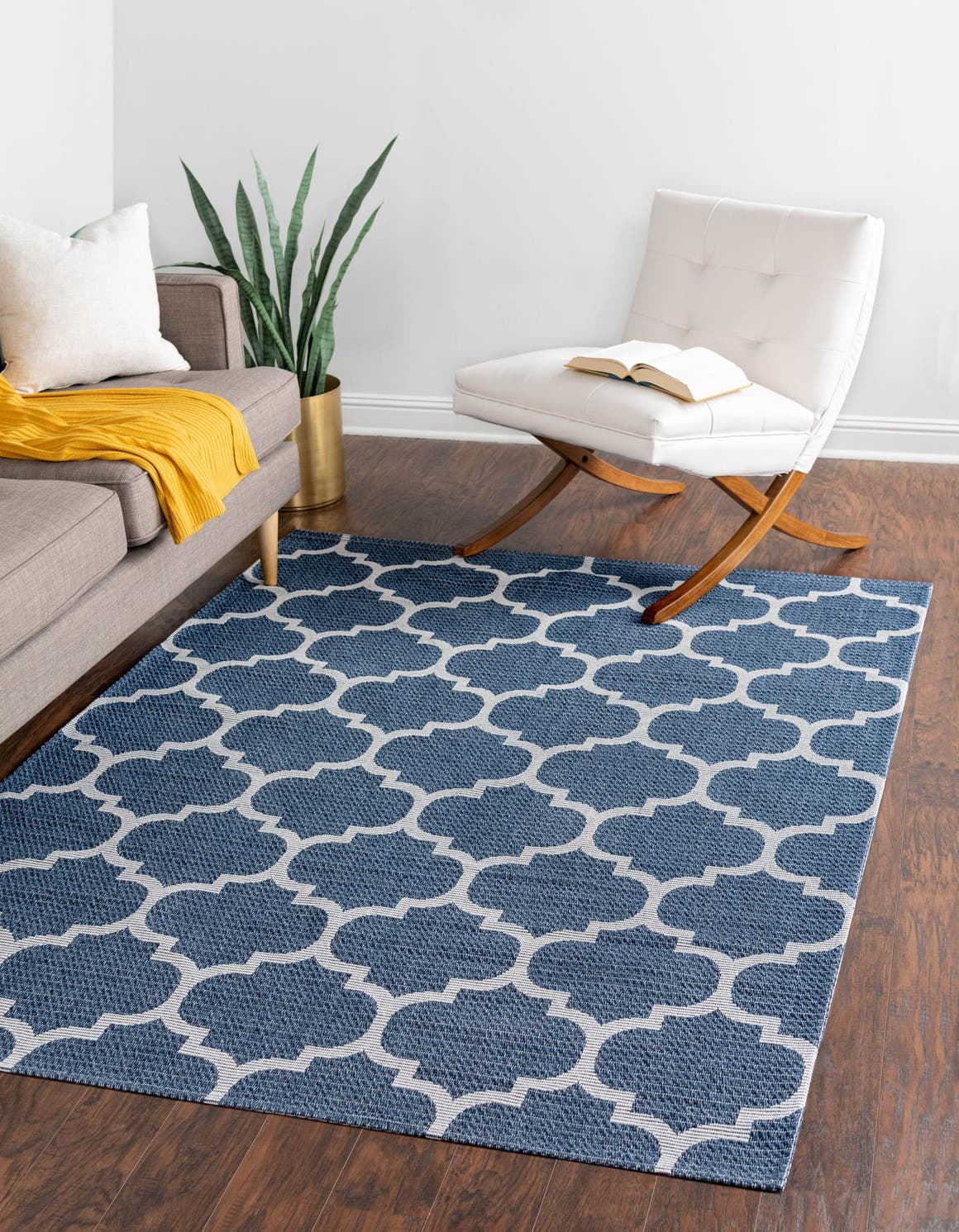 Navy Blue 7' 5 x 10' Decatur Rectangle Area Rug 100% Cotton All Natural Sustainable Eco-Friendly Carpet for Dining Living Office Dorm Rooms for Sale at Rug Engine