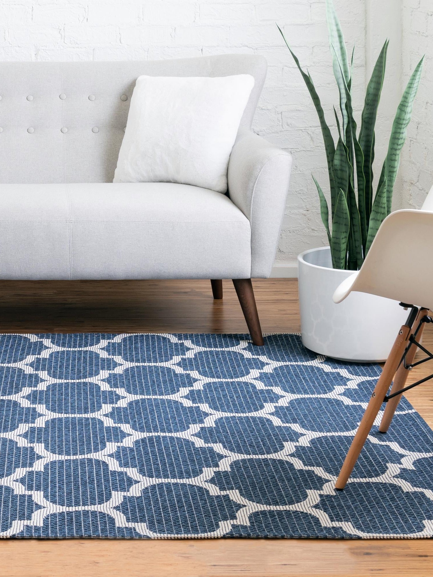 Navy Blue 4' 2 x 6' 1 Decatur Rectangle Area Rug 100% Cotton All Natural Sustainable Eco-Friendly Carpet for Dining Living Office Dorm Rooms for Sale at Rug Engine