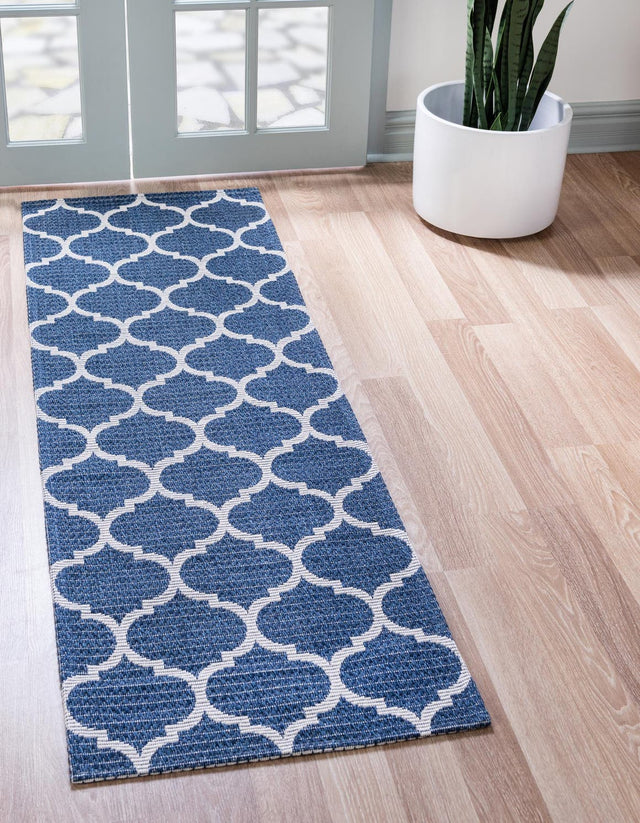 Navy Blue 2' x 7' 10 Decatur Runner Area Rug 100% Cotton All Natural Sustainable Eco-Friendly Carpet for Dining Living Office Dorm Rooms for Sale at Rug Engine