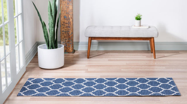 Navy Blue 2' x 6' 1 Decatur Runner Area Rug 100% Cotton All Natural Sustainable Eco-Friendly Carpet for Dining Living Office Dorm Rooms for Sale at Rug Engine