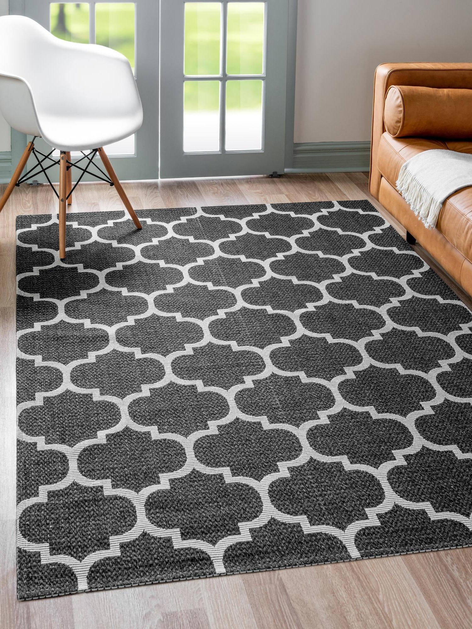 Black 5' x 7' 2 Decatur Rectangle Area Rug 100% Cotton All Natural Sustainable Eco-Friendly Carpet for Dining Living Office Dorm Rooms for Sale at Rug Engine