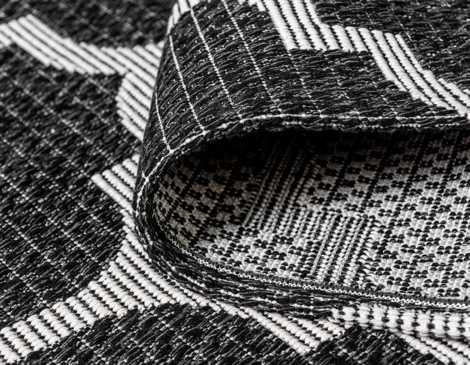 Black 5' x 7' 2 Decatur Rectangle Area Rug 100% Cotton All Natural Sustainable Eco-Friendly Carpet for Dining Living Office Dorm Rooms for Sale at Rug Engine