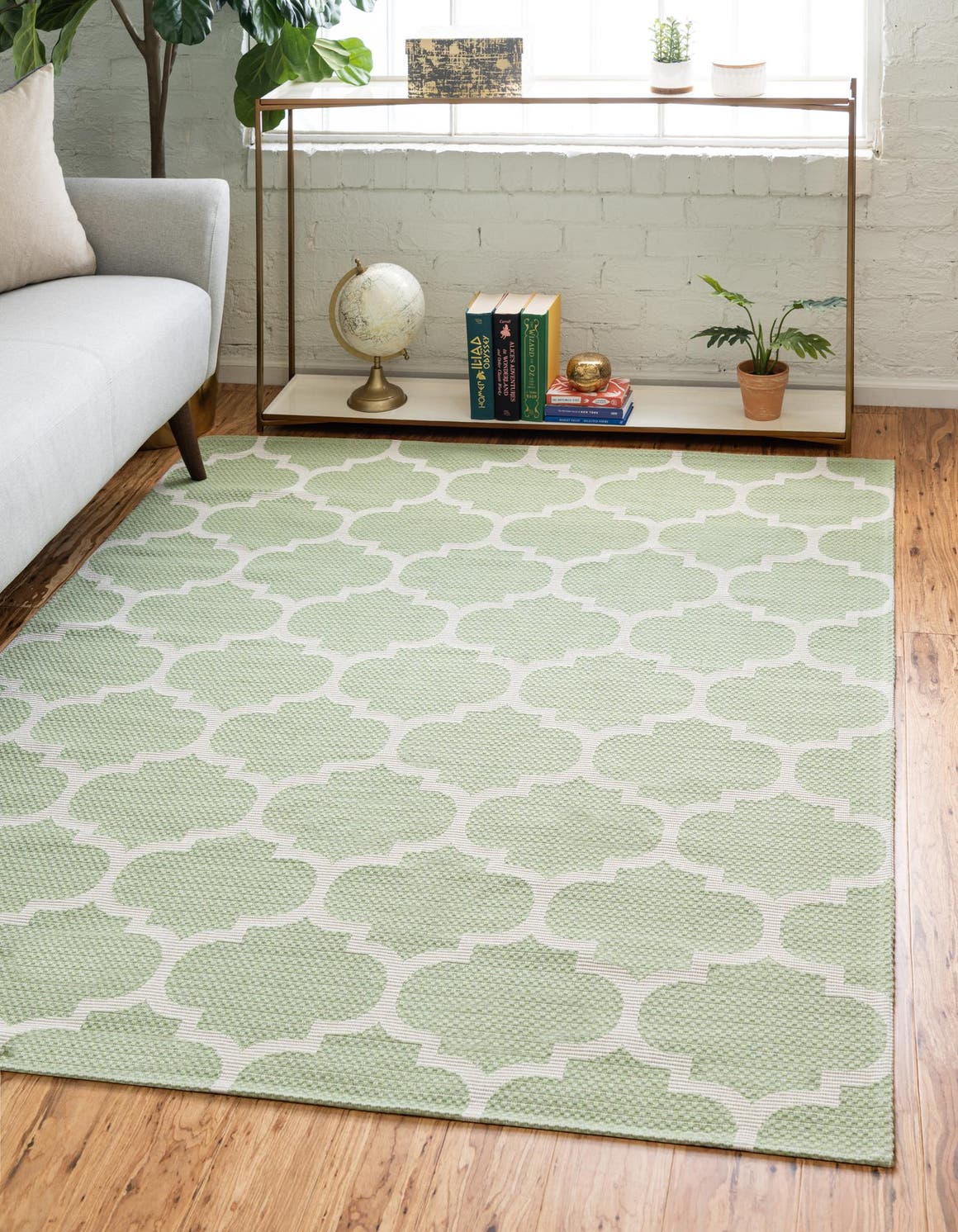 Green 6' 4 x 9' Decatur Rectangle Area Rug 100% Cotton All Natural Sustainable Eco-Friendly Carpet for Dining Living Office Dorm Rooms for Sale at Rug Engine