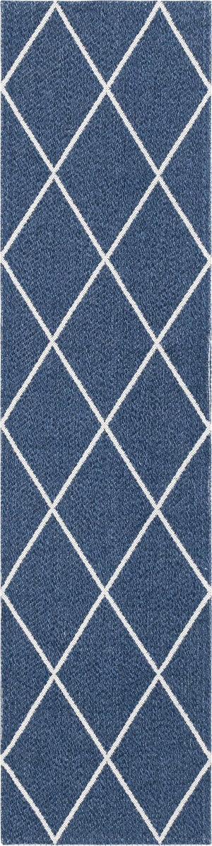Navy Blue 2' x 7' 10 Decatur Runner Area Rug 100% Cotton All Natural Sustainable Eco-Friendly Carpet for Dining Living Office Dorm Rooms for Sale at Rug Engine