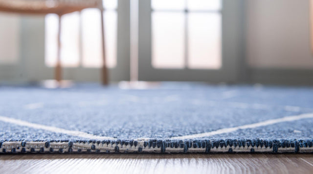 Navy Blue 2' x 7' 10 Decatur Runner Area Rug 100% Cotton All Natural Sustainable Eco-Friendly Carpet for Dining Living Office Dorm Rooms for Sale at Rug Engine