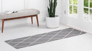 Dark Gray 2' x 7' 10 Decatur Runner Area Rug 100% Cotton All Natural Sustainable Eco-Friendly Carpet for Dining Living Office Dorm Rooms for Sale at Rug Engine